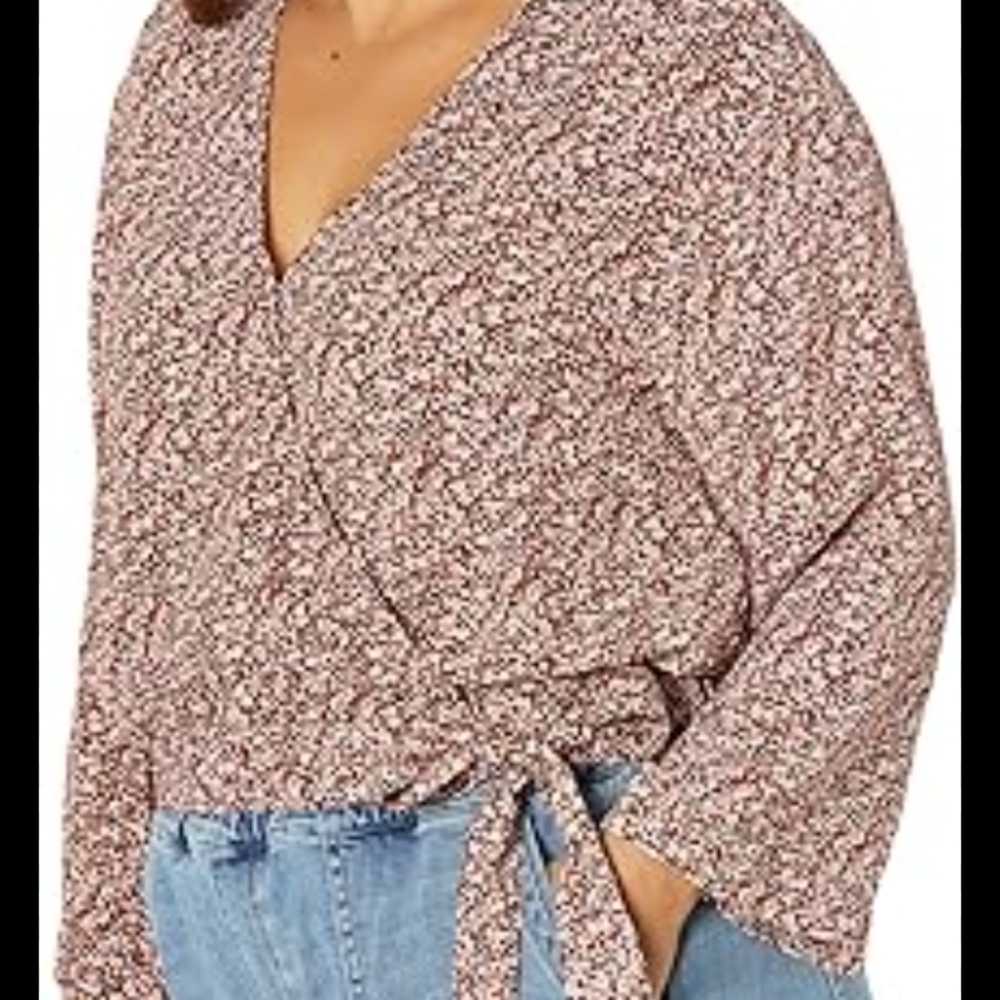 Madewell Dusty Rose Floral Wrap Top with Tie
